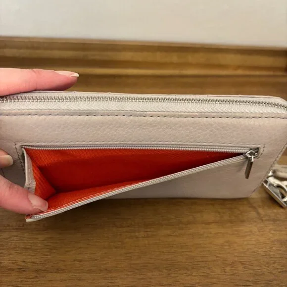 Fossil Marlow Gray Orange Purple White Patchwork Zip Around Clutch Wallet - Picture 6 of 8